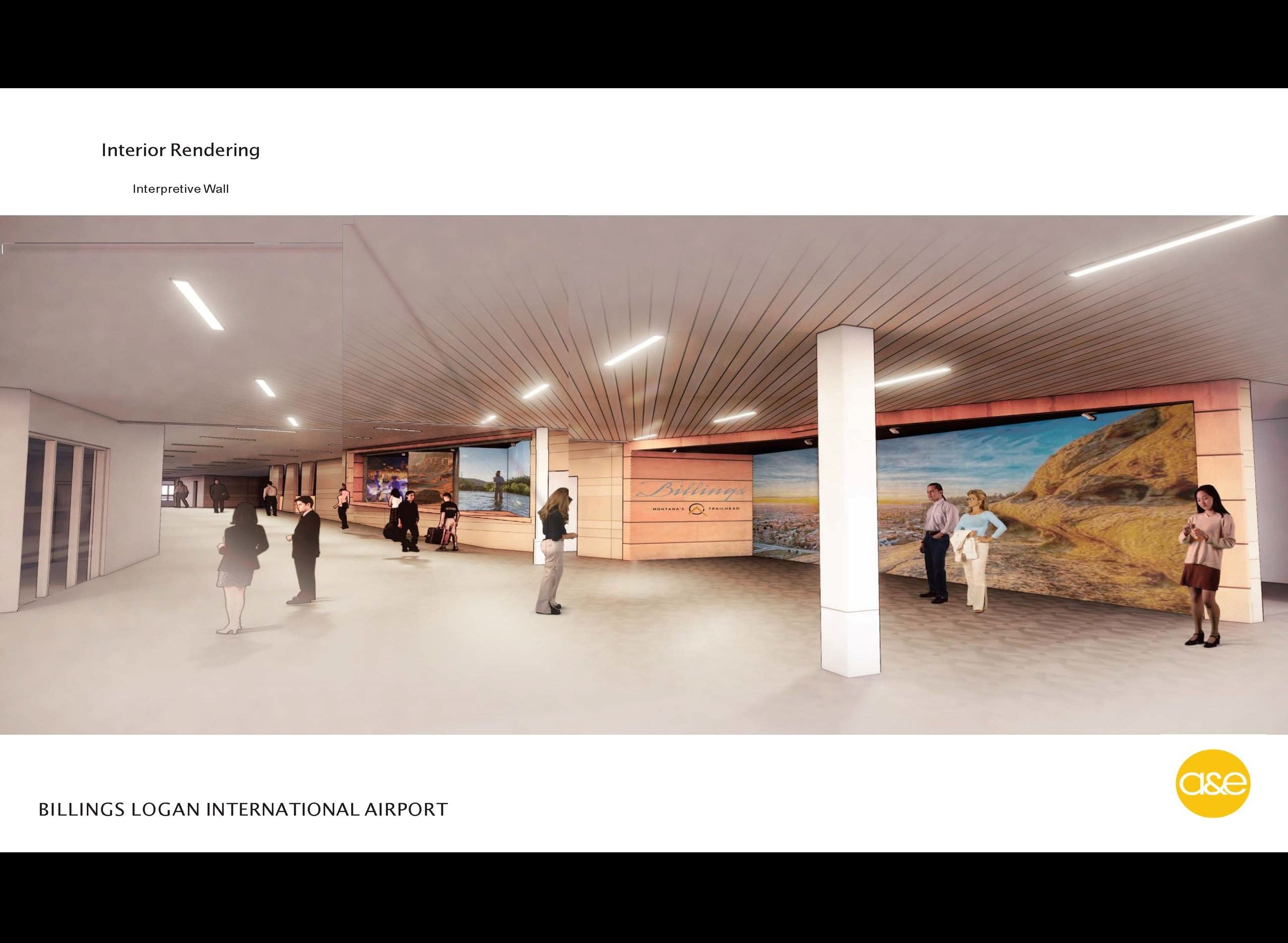 Terminal Remodel Concept Rendering - Interior - Interpretive Wall