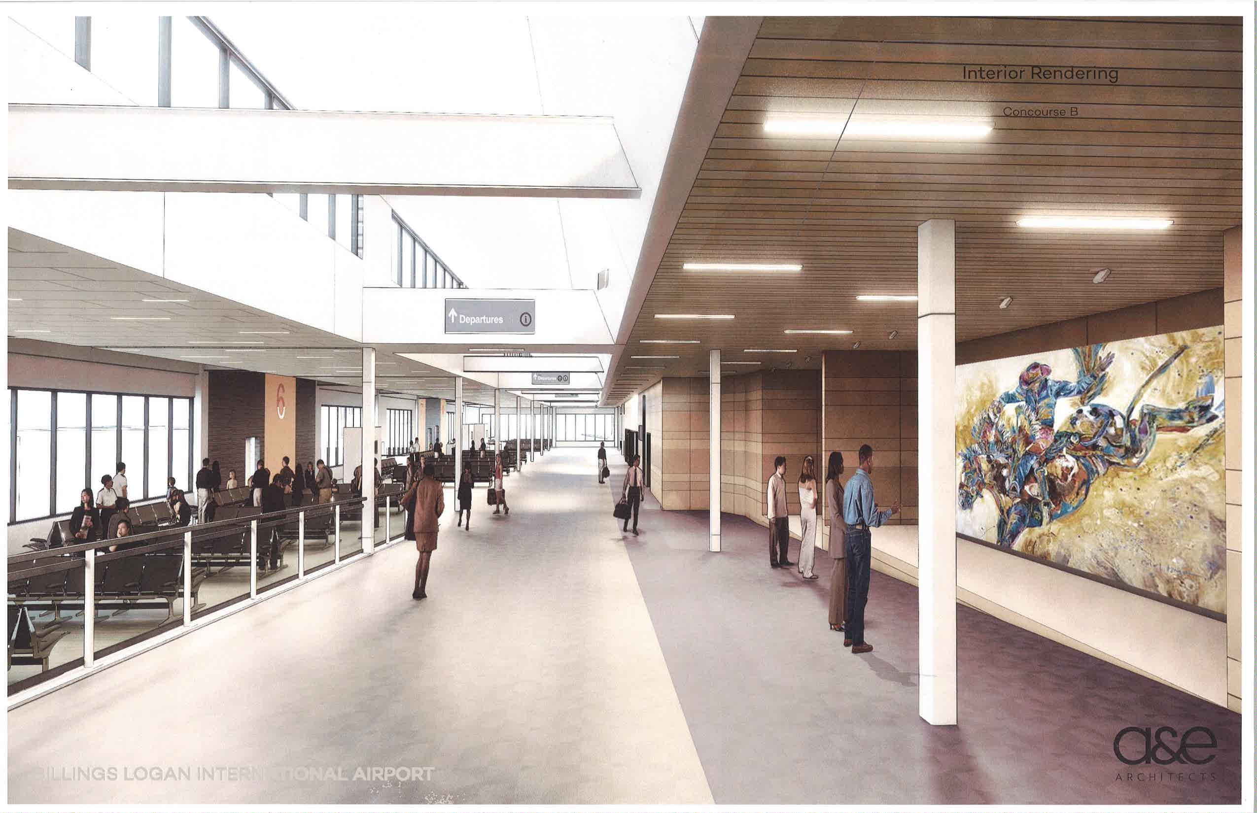 Terminal Remodel Concept Rendering - Interior - Concourse B