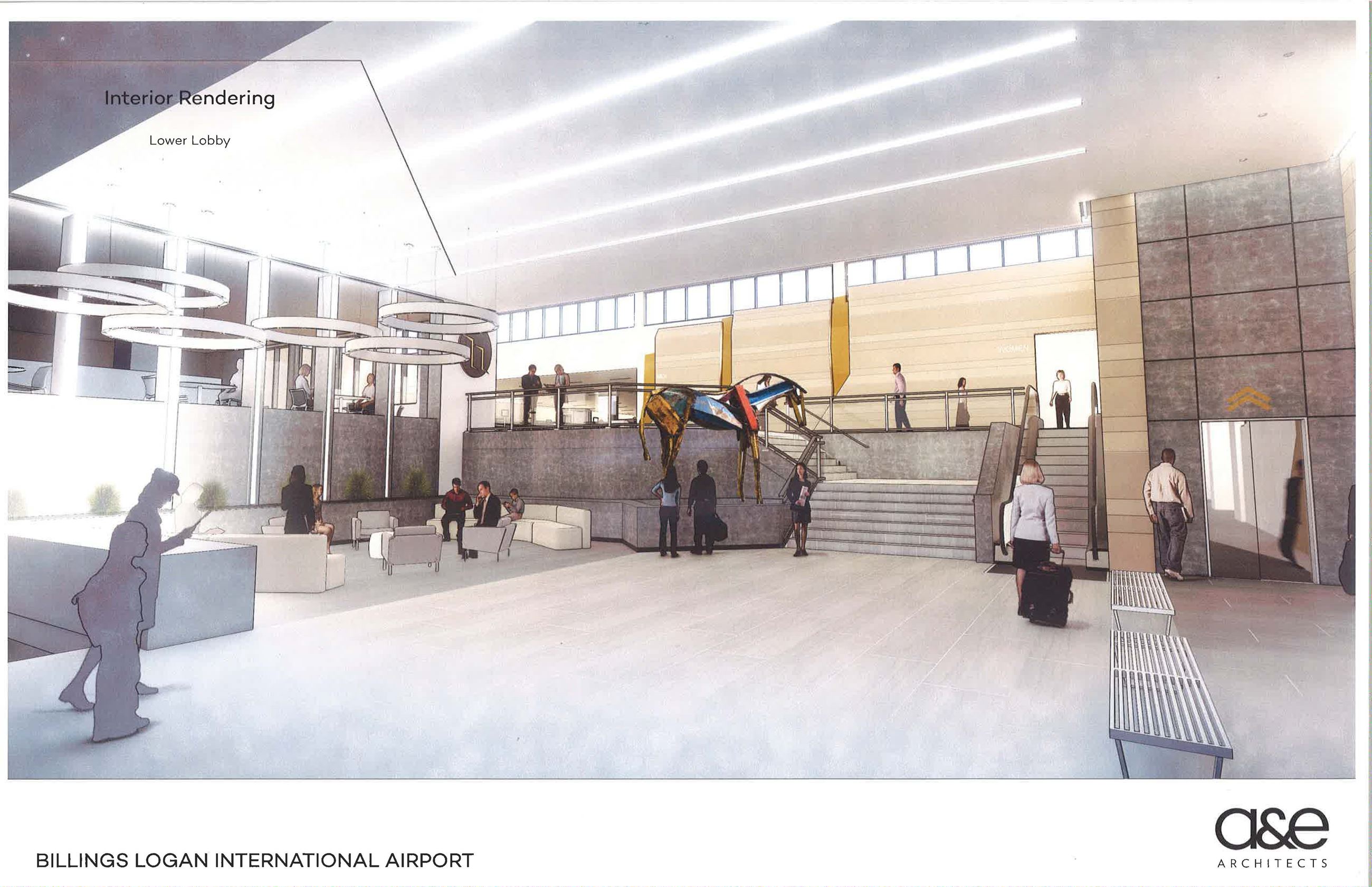 Terminal Remodel Concept Rendering - Interior - Lower Lobby