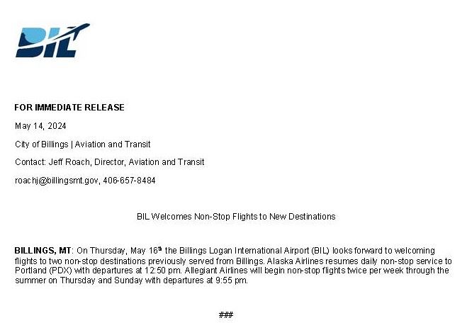 2024-05 -New Flights Press Release