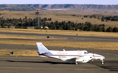 Alpine Air plane on takeoff