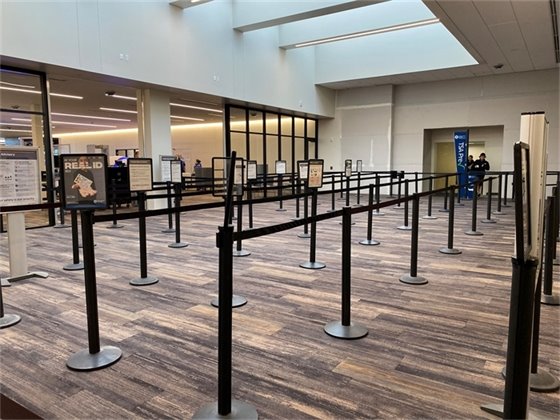 New TSA screening area on second floor