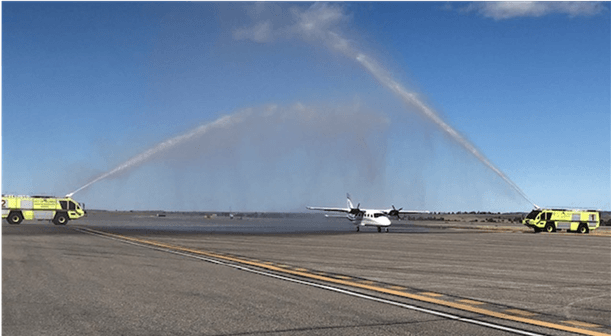 Water Canon Salute to 1st new aircraft flight